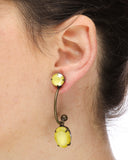 BRUSHED BRASS EARRINGS WITH BIG STONES
